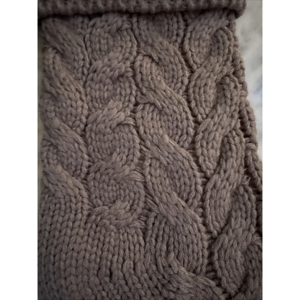 Cable Knit Christmas Stocking Gray Farmhouse Fleece Lined Cozy Cabin
